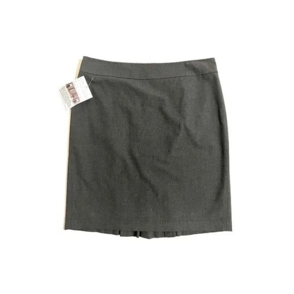 ANN TAYLOR Pencil Skirt Dark Grey Stretch Flounce Back Wear To Work 12 Petite - Picture 3 of 7